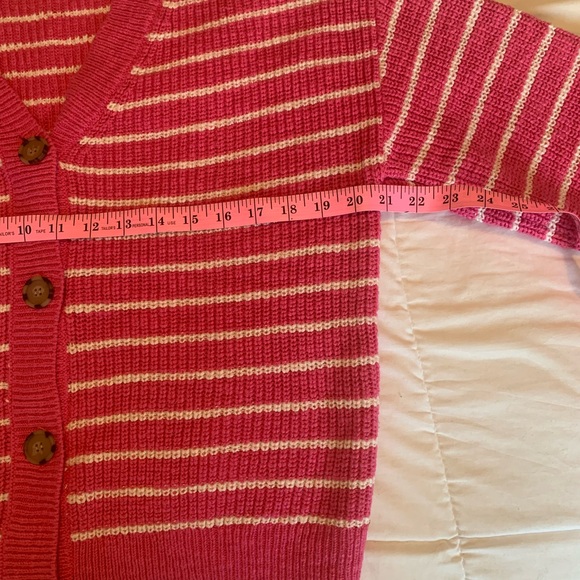 Pink and white striped cardigan - Picture 3 of 5